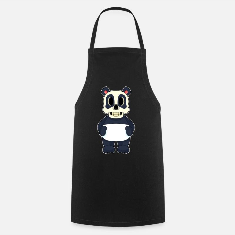 Panda Halloween Skull - Cooking Apron - black