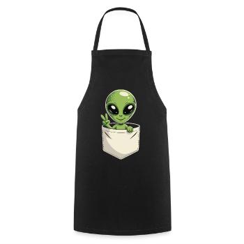 Alien in der Tasche Peace Science Fiction - Kochschürze - Schwarz - Vorne - AI Model Male 185 dark (185cm)