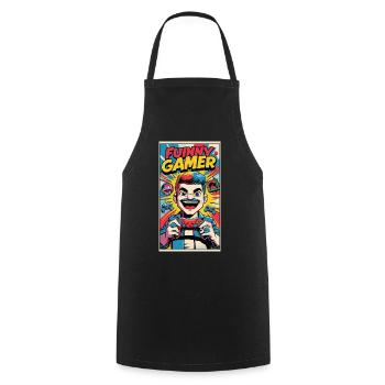 Funny Gamer Cartoon Design - Cooking Apron - black - Front - AI Model Male 185 dark (185cm)