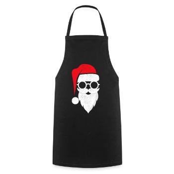 Weihnachtsmann Santa mit Brille - Kochschürze - Schwarz - Vorne - AI Model Male 185 dark (185cm)