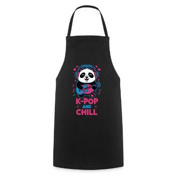 K-POP AND CHILL Cute Korean Kpop Music Panda - Cooking Apron - black - Front - AI Model Male 185 dark (185cm)