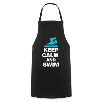 RESTE CALME ET NAGE, PLONGE-TOI ! CADEAU DE LA NATATION - Tablier de cuisine - noir - Devant - AI Model Male 185 dark (185cm)