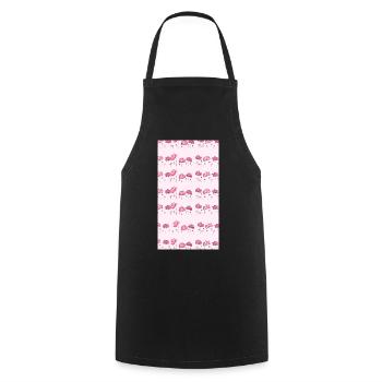 Pink Watercolor Blossom Bouquet - Cooking Apron - black - Front - AI Model Male 185 dark (185cm)