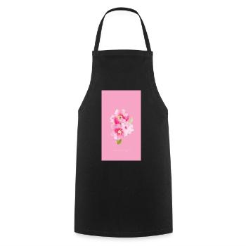 Bouquet de fleurs aquarelles roses - Tablier de cuisine - noir - Devant - AI Model Male 185 dark (185cm)