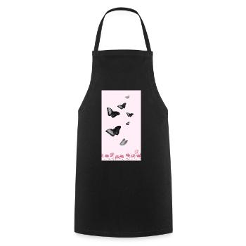 Bouquet de fleurs aquarelles roses - Tablier de cuisine - noir - Devant - AI Model Male 185 dark (185cm)