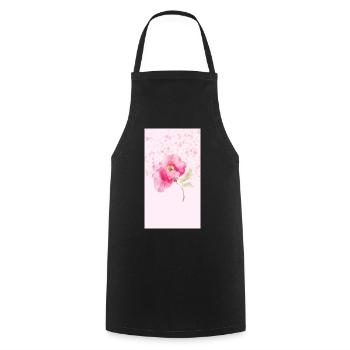 Bouquet de fleurs aquarelles roses - Tablier de cuisine - noir - Devant - AI Model Male 185 dark (185cm)