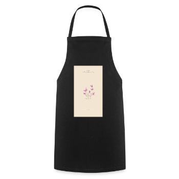 Pink Watercolor Blossom Bouquet - Cooking Apron - black - Front - AI Model Male 185 dark (185cm)