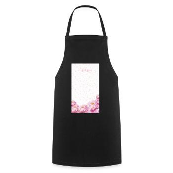 Bouquet de fleurs aquarelles roses - Tablier de cuisine - noir - Devant - AI Model Male 185 dark (185cm)