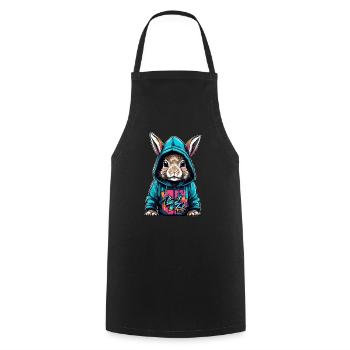 Hüpfe mit Stil Cooler Hase - Kochschürze - Schwarz - Vorne - AI Model Male 185 dark (185cm)