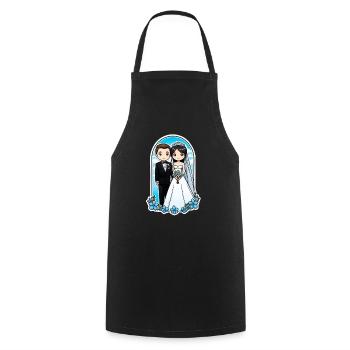 just married - pour mariage - Tablier de cuisine - noir - Devant - AI Model Male 185 dark (185cm)