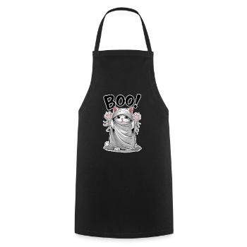 Geisterkatze - Halloween süßes Kätzchen - Kochschürze - Schwarz - Vorne - AI Model Male 185 dark (185cm)