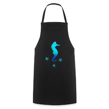 Seepferdchen blau Schwimmen lernen - Kochschürze - Schwarz - Vorne - AI Model Male 185 dark (185cm)