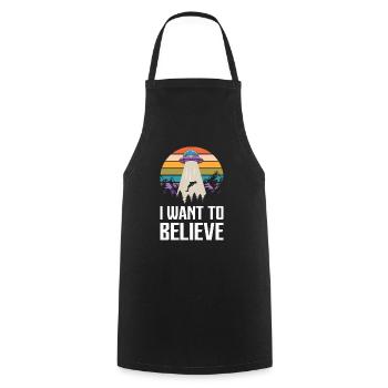 Funny Space Alien UFO Spacecraft - Cooking Apron - black - Front - AI Model Male 185 dark (185cm)