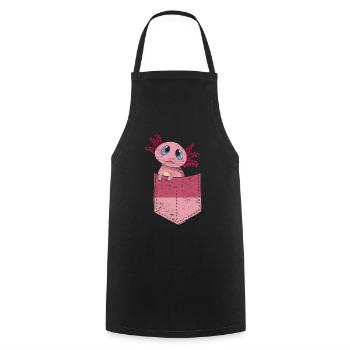 Salamandre Cadeau Mignon Poitrine Poche Axolotl - Tablier de cuisine - noir - Devant - AI Model Male 185 dark (185cm)