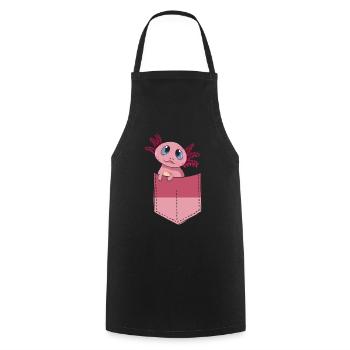 Cadeau amphibien à queue mignon sac de poitrine axolotl - Tablier de cuisine - noir - Devant - AI Model Male 185 dark (185cm)