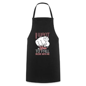 Index finger I want you to fall in love - Cooking Apron - black - Front - AI Model Male 185 dark (185cm)
