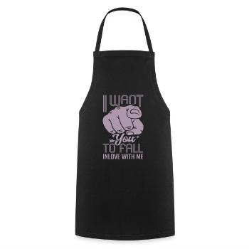 Index finger I want you to fall in love - Cooking Apron - black - Front - AI Model Male 185 dark (185cm)