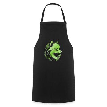 Poméranie, Poméranien, Tête De Chien, Dessin Vert - Tablier de cuisine - noir - Devant - AI Model Male 185 dark (185cm)