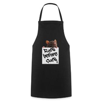 Rat - Rats avant les chats - Tablier de cuisine - noir - Devant - AI Model Male 185 dark (185cm)