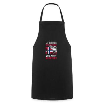 Norvège Pêche Dire Drôle Design - Tablier de cuisine - noir - Devant - AI Model Male 185 dark (185cm)