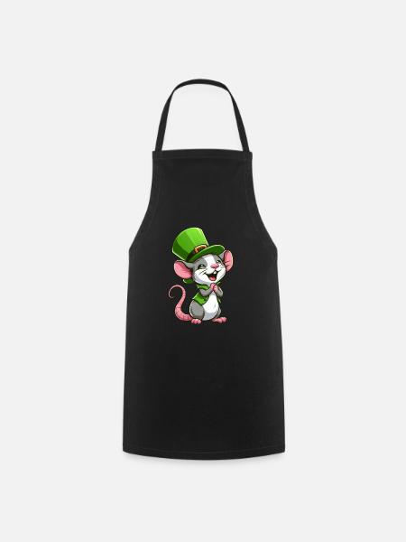 St. Patrick's Niedliche Ratte - Kochschürze - Schwarz