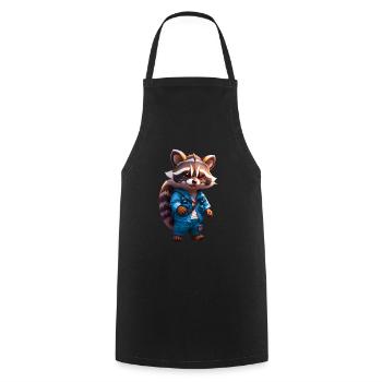 Happy Chibi raccoon racoon in jeans - Cooking Apron - black - Front - AI Model Male 185 dark (185cm)