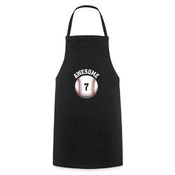 Kids Birthday 7th Birthday Baseball Party - Cooking Apron - black - Front - AI Model Male 185 dark (185cm)