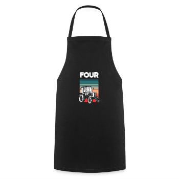 4e anniversaire tracteur 4 ans chemise d’anniversaire - Tablier de cuisine - noir - Devant - AI Model Male 185 dark (185cm)