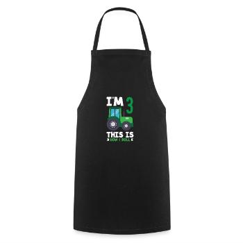 1er anniversaire tracteur 1 an chemise d’anniversaire - Tablier de cuisine - noir - Devant - AI Model Male 185 dark (185cm)