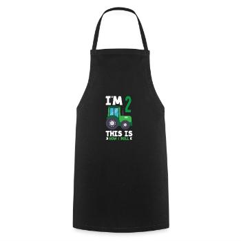 1er anniversaire tracteur 1 an chemise d’anniversaire - Tablier de cuisine - noir - Devant - AI Model Male 185 dark (185cm)