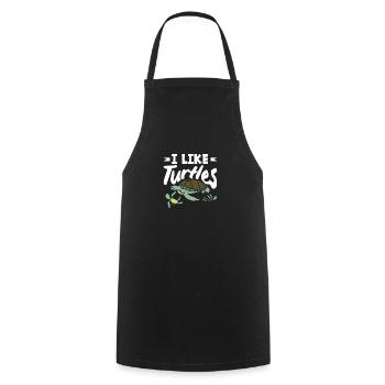 Tortue Tortue Mer Cadeau - Tablier de cuisine - noir - Devant - AI Model Male 185 dark (185cm)