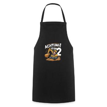 2ème anniversaire garçon 2 ans excavatrice chantier - Tablier de cuisine - noir - Devant - AI Model Male 185 dark (185cm)