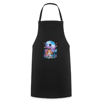 9th Birthday Girl 9 Years Mermaid Party - Cooking Apron - black - Front - AI Model Male 185 dark (185cm)