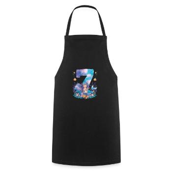 7th Birthday Girl 7 Years Mermaid Party - Cooking Apron - black - Front - AI Model Male 185 dark (185cm)
