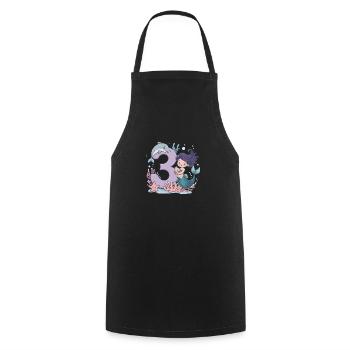 3ème anniversaire fille 3 ans sirène fête - Tablier de cuisine - noir - Devant - AI Model Male 185 dark (185cm)