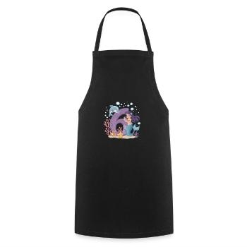 6th Birthday Girl 6 Years Mermaid Party - Cooking Apron - black - Front - AI Model Male 185 dark (185cm)