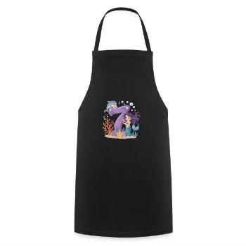 7th Birthday Girl 7 Years Mermaid Party - Cooking Apron - black - Front - AI Model Male 185 dark (185cm)