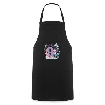 9th Birthday Girl 9 Years Mermaid Party - Cooking Apron - black - Front - AI Model Male 185 dark (185cm)