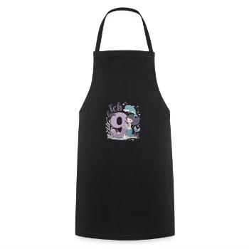 9th Birthday Girl 9 Years Mermaid Party - Cooking Apron - black - Front - AI Model Male 185 dark (185cm)