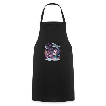 4th Birthday Girl 4 Years Mermaid Party - Cooking Apron - black - Front - AI Model Male 185 dark (185cm)