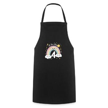 4th Birthday Shirt Rainbow Cloud - Cooking Apron - black - Front - AI Model Male 185 dark (185cm)