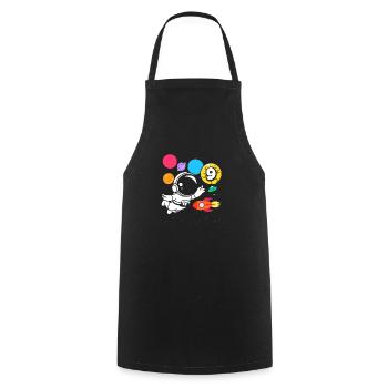 9e anniversaire garçons 9 ans anniversaire astronaute - Tablier de cuisine - noir - Devant - AI Model Male 185 dark (185cm)