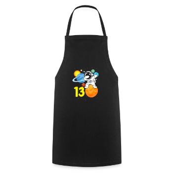 13th Birthday Boys Astronaut Birthday - Cooking Apron - black - Front - AI Model Male 185 dark (185cm)