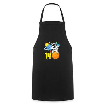 14e anniversaire Garçons Astronaute Anniversaire - Tablier de cuisine - noir - Devant - AI Model Male 185 dark (185cm)