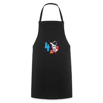 4ème anniversaire garçons 4 ans astronaute anniversaire - Tablier de cuisine - noir - Devant - AI Model Male 185 dark (185cm)