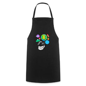 8ème anniversaire Garçons 8 ans Astronaute Anniversaire - Tablier de cuisine - noir - Devant - AI Model Male 185 dark (185cm)