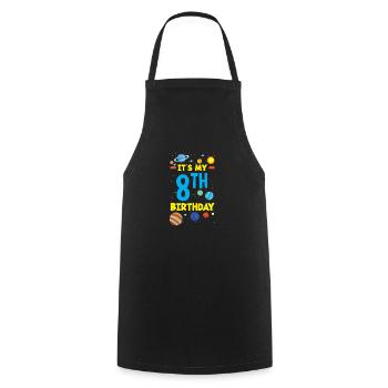 8ème anniversaire Garçons 8 ans Astronaute Anniversaire - Tablier de cuisine - noir - Devant - AI Model Male 185 dark (185cm)