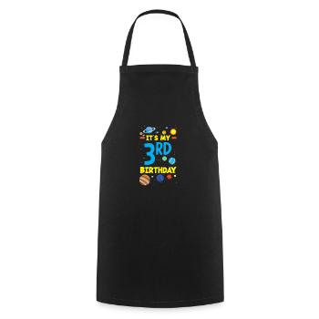 3rd Birthday Boys 3 Years Astronaut Birthday - Cooking Apron - black - Front - AI Model Male 185 dark (185cm)