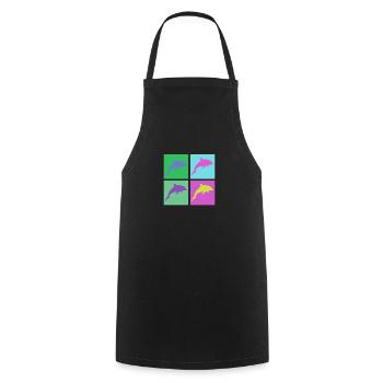 Bunte Delfine im Pop-Art Stil - Kochschürze - Schwarz - Vorne - AI Model Male 185 dark (185cm)