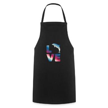 Liebe Delfin Ozean Fans Buntes Motiv - Kochschürze - Schwarz - Vorne - AI Model Male 185 dark (185cm)